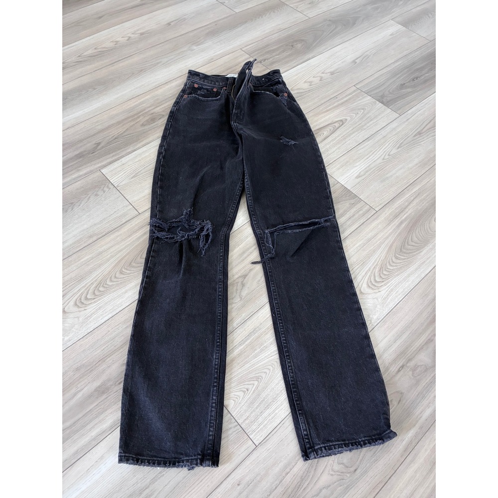 Abercrombie & Fitch Curve Love 90s Straight Ultra High Rise Distressed Jeans 24